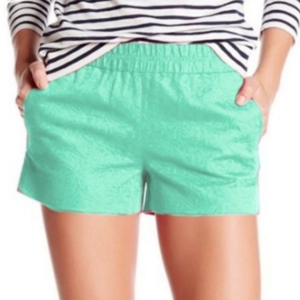 J.CREW Mint Green Jacquard Elastic Waist Shorts